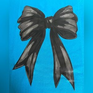 T-Shirt. Short Sleeve, Blue With A Black Bow Print. Women’s. XL NWOT